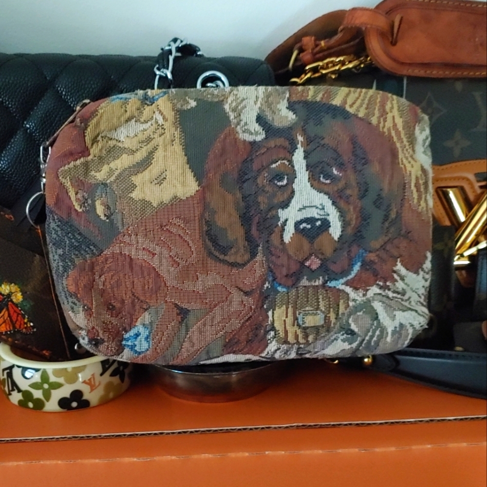 Vintage Dog Tapestry makeup bag